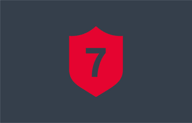 Icon zu 7 Jahre Geräte-Garantie in rot auf grauem Hintergrund