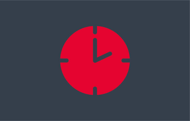 Icon zu Zeitlicher Begrenztheit in rot auf grauem Hintergrund