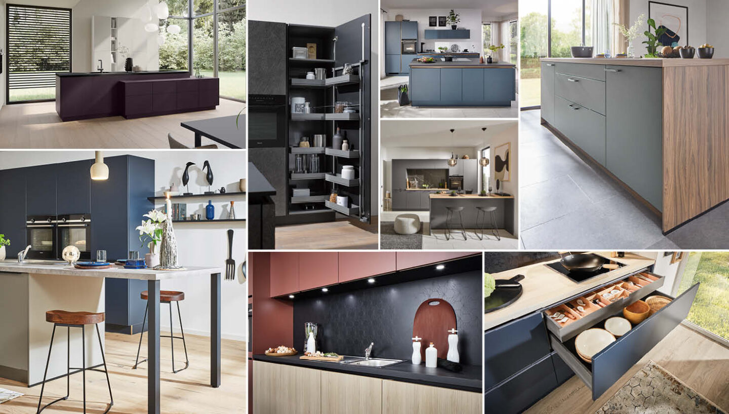 Kollage mit Häcker Küchen – von modernen über klassiche Küchen und Stauraumsystemen.