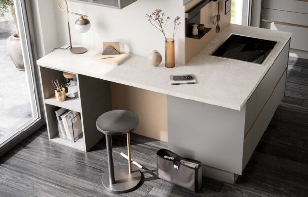 Vogelperspektive auf eine weiße Küchenecke von concept30.